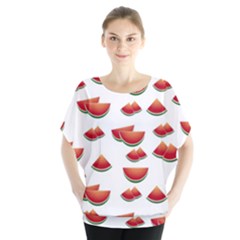 Summer Watermelon Pattern Batwing Chiffon Blouse