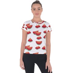 Summer Watermelon Pattern Short Sleeve Sports Top  by Dutashop