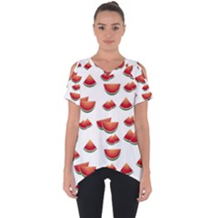 Summer Watermelon Pattern Cut Out Side Drop Tee by Dutashop