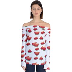 Summer Watermelon Pattern Off Shoulder Long Sleeve Top by Dutashop