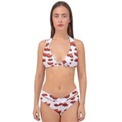 Summer Watermelon Pattern Double Strap Halter Bikini Set