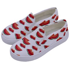 Summer Watermelon Pattern Kids  Canvas Slip Ons by Dutashop