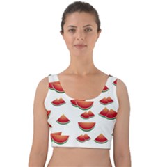 Summer Watermelon Pattern Velvet Crop Top