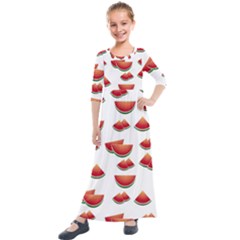 Summer Watermelon Pattern Kids  Quarter Sleeve Maxi Dress