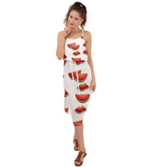 Summer Watermelon Pattern Waist Tie Cover Up Chiffon Dress