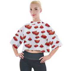 Summer Watermelon Pattern Mock Neck Tee