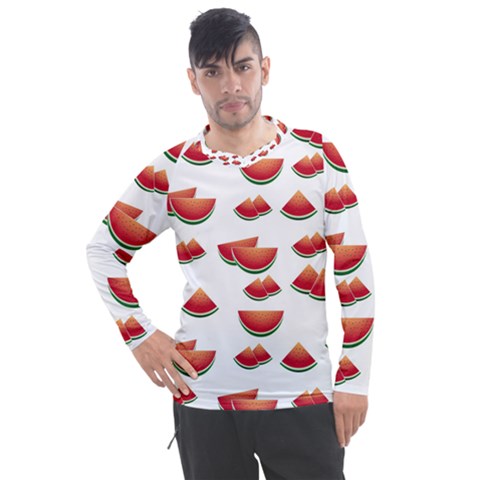 Summer Watermelon Pattern Men s Pique Long Sleeve Tee by Dutashop