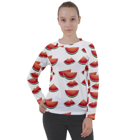 Summer Watermelon Pattern Women s Long Sleeve Raglan Tee by Dutashop