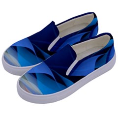 Flower Background Blue Design Kids  Canvas Slip Ons