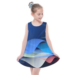 Flower Background Blue Design Kids  Summer Dress