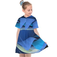 Flower Background Blue Design Kids  Sailor Dress