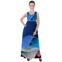 Flower Background Blue Design Empire Waist Velour Maxi Dress