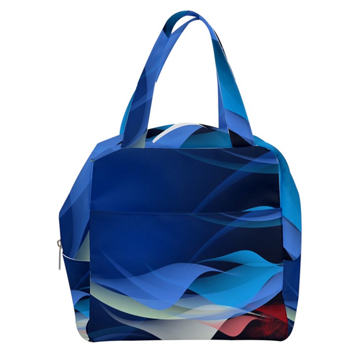 Flower Background Blue Design Boxy Hand Bag