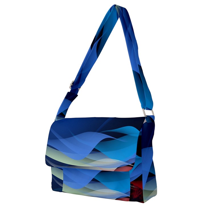 Flower Background Blue Design Full Print Messenger Bag (L)