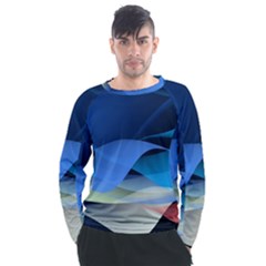 Flower Background Blue Design Men s Long Sleeve Raglan Tee