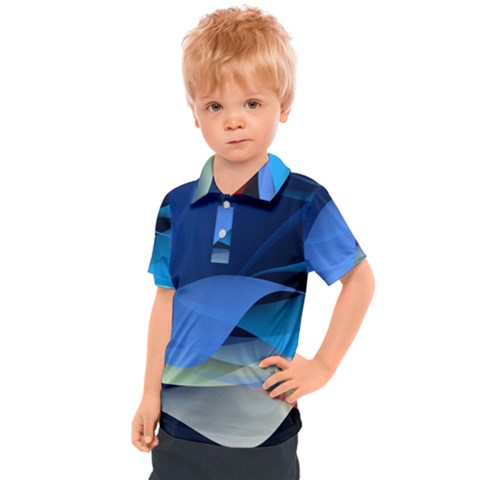 Flower Background Blue Design Kids  Polo Tee by Dutashop