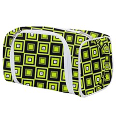 Green Pattern Square Squares Toiletries Pouch