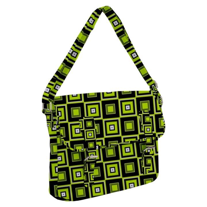 Green Pattern Square Squares Buckle Messenger Bag