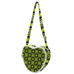 Green Pattern Square Squares Heart Shoulder Bag by Dutashop