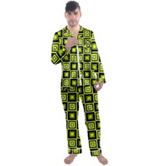 Green Pattern Square Squares Men s Long Sleeve Satin Pajamas Set