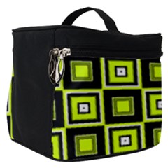 Green Pattern Square Squares Make Up Travel Bag (small)