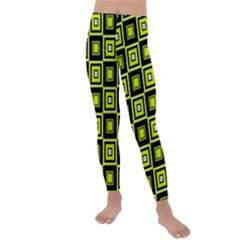 Green Pattern Square Squares Kids  Lightweight Velour Leggings