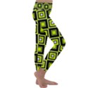 Green Pattern Square Squares Kids  Lightweight Velour Classic Yoga Leggings View3