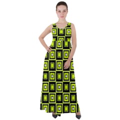 Green Pattern Square Squares Empire Waist Velour Maxi Dress