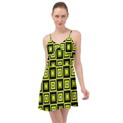 Green Pattern Square Squares Summer Time Chiffon Dress