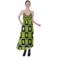 Green Pattern Square Squares Tie Back Maxi Dress