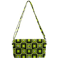 Green Pattern Square Squares Removable Strap Clutch Bag