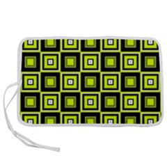 Green Pattern Square Squares Pen Storage Case (s)