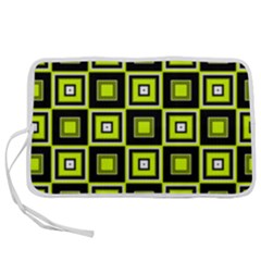 Green Pattern Square Squares Pen Storage Case (m)