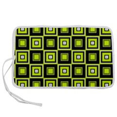 Green Pattern Square Squares Pen Storage Case (l) by Dutashop