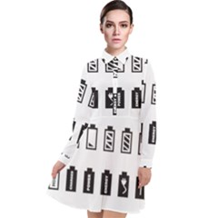 Battery Icons Charge Long Sleeve Chiffon Shirt Dress by Dutashop