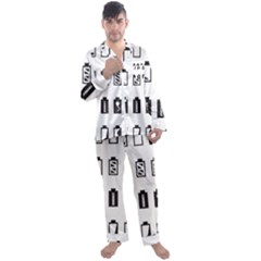 Battery Icons Charge Men s Long Sleeve Satin Pajamas Set