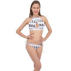 Battery Icons Charge Cross Front Halter Bikini Set by Dutashop