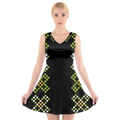 Pattern Background Vector Seamless V-neck Sleeveless Dress by Dutashop