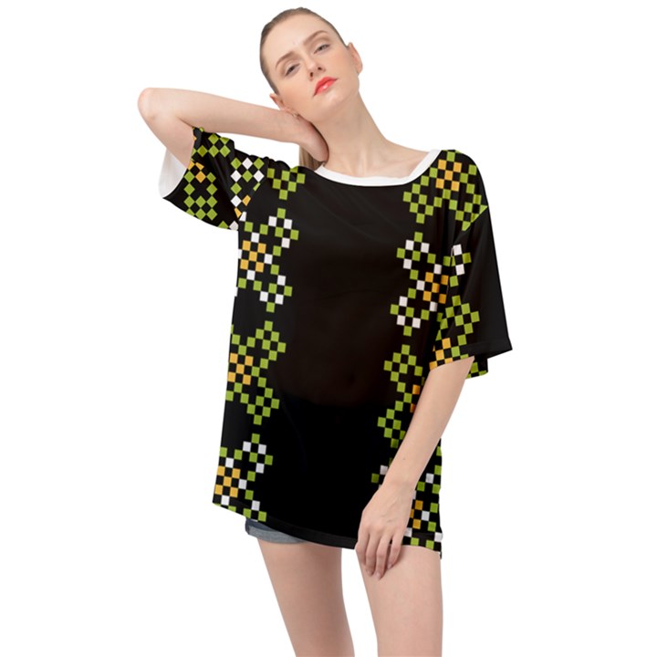 Pattern Background Vector Seamless Oversized Chiffon Top