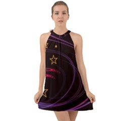 Background Abstract Star Halter Tie Back Chiffon Dress by Dutashop