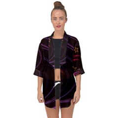 Background Abstract Star Open Front Chiffon Kimono