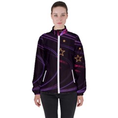 Background Abstract Star Women s High Neck Windbreaker