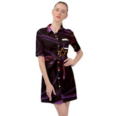 Background Abstract Star Belted Shirt Dress