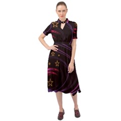 Background Abstract Star Keyhole Neckline Chiffon Dress