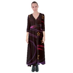 Background Abstract Star Button Up Maxi Dress