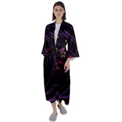 Background Abstract Star Maxi Satin Kimono