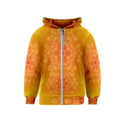 Fractal Yellow Orange Kids  Zipper Hoodie by Dutashop