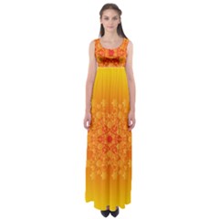 Fractal Yellow Orange Empire Waist Maxi Dress by Dutashop