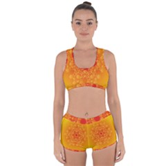 Fractal Yellow Orange Racerback Boyleg Bikini Set