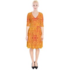 Fractal Yellow Orange Wrap Up Cocktail Dress by Dutashop